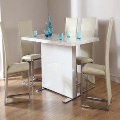 Table With Blue Glassware Contemporary Dining Room White Chairs - Karbonix