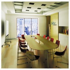 Themed Office Meeting Room Design With Wooden Round Table Modern White - Karbonix