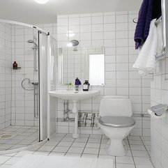 Tiling With Mirrored Shower White Bathroom - Karbonix