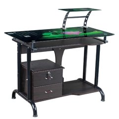 Top Space Saver Desk In Metal Wood Mix Glass Ware - Karbonix