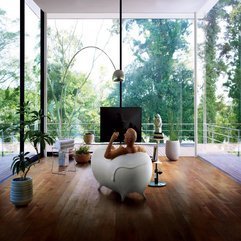 Transparent Sceneric View Bathroom With Wooden Parquette Floor Modern Ope - Karbonix