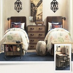 Travel Inspired Boys Bedroom With Study Desk And Eight Doors Drawer Impressive Twin - Karbonix