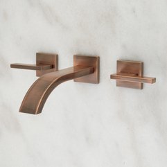 Ultra Wall Mount Bathroom Faucet With Lever Handles Antique Copper Contemporary Fresh - Karbonix