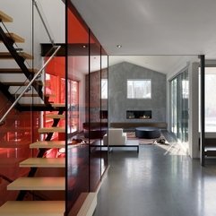 Wall Combined With White Wooden Stairs Red Glazed - Karbonix