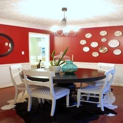 Wall Dining Room In Half Red Combined With White Accent Red - Karbonix