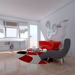 Wall Living Room Interior Design With Unique Rug White Painted - Karbonix