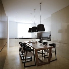 Walnut Dining Room Kitchen Area Black Accents Modern White - Karbonix
