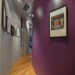 White And Purple Wall Beautified With Black And White Painting Hallway - Karbonix