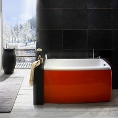 White Bath Tub With Black Accent Red And - Karbonix