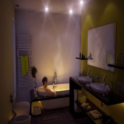 White Bath Tub With Nice Lighting Modern Gree - Karbonix