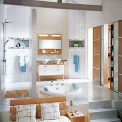 Best Inspirations : White Bathroom With Round Bathtub And Two Washbasins Modern Style - Karbonix