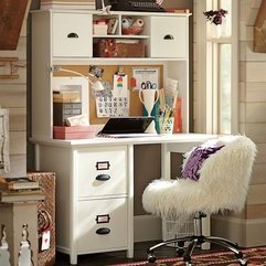 Best Inspirations : White Cupboard Desk With The Fuzzy Chair Looks Girly - Karbonix