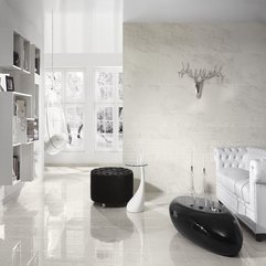White Floor Living Room Artistic Designing - Karbonix