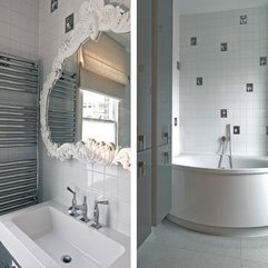 White Frame And Oval White Bathtub Clean White Bathroom Mirror - Karbonix