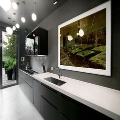 White Frame Hanging Black Wall Natural Painting - Karbonix