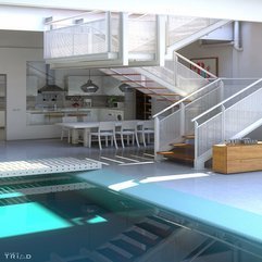 White Home Design With A Modern Indoor Pool Futuristic Style - Karbonix