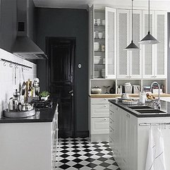 White Kitchen Flooring Contemporary Black - Karbonix