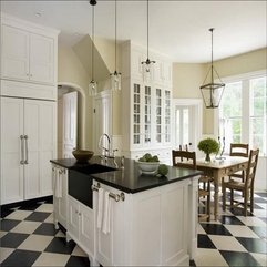White Kitchen Flooring Tiles Black - Karbonix
