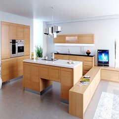 White Kitchen With Wooden Kitchen Furniture And Applainces Modern Style - Karbonix