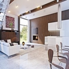 White Living Area With Dark Brown Wood Paneling On The Walls Mod Retro - Karbonix