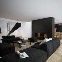 White Living Room Mural Art Fireplace Modern Black - Karbonix
