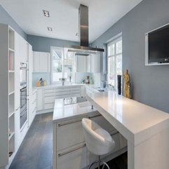 Best Inspirations : White Modern Kitchen Design With Grey Wall Looks Cool - Karbonix