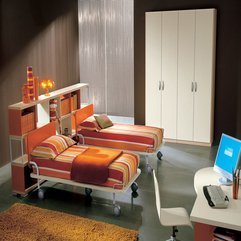 Best Inspirations : White Stripes Bed Super Awesome Teens Room Red Orange - Karbonix