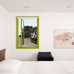 Window With Green Frame In White Wall Glazed - Karbonix