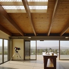 Best Inspirations : Wooden Exposed Ceiling Double Sliding Glass Door With Modern Telescope Exotic Idea - Karbonix