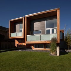 Wooden Home With Glass Window Combination Facade View Two Levels - Karbonix