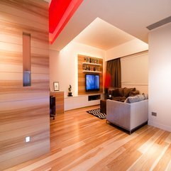 Best Inspirations : Wooden Living Room White Walls Red Accents In Modern Style - Karbonix
