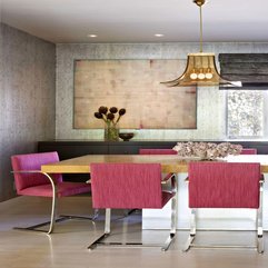 Wooden Table With Beautiful Flowers Under Unique Chandelier Pink Chairs - Karbonix