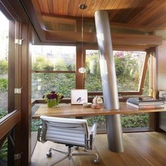 Wooden Table Work Space Overlooking Outside View - Karbonix