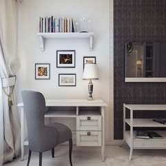 Work Space With Grey Chair White Cabinet Also Paintings On The Wall Looks Elegant - Karbonix
