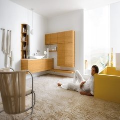 Best Inspirations : Yellow Bathroom With Rug Wooden Style Modern White - Karbonix